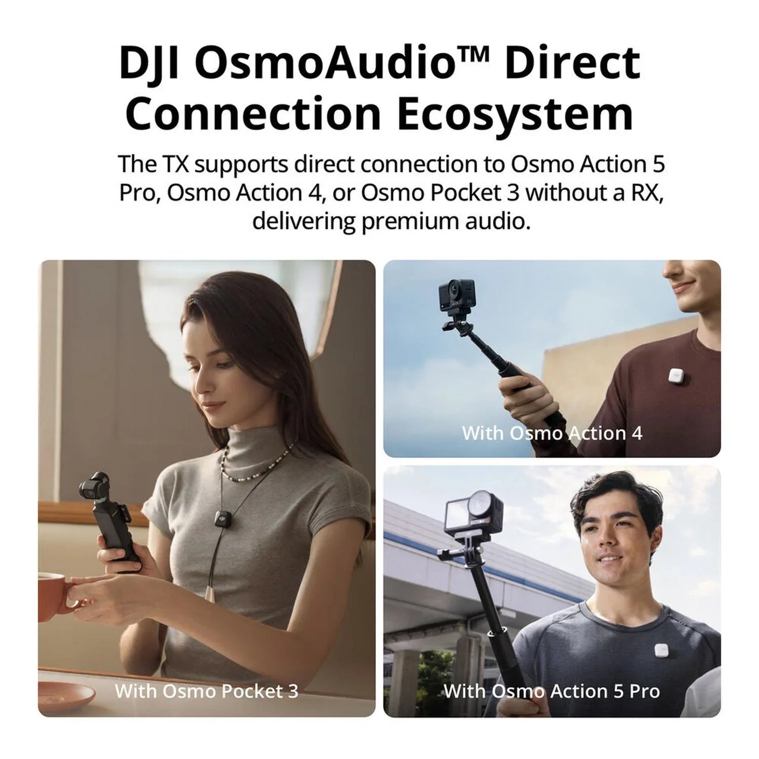 DJI Mic Mini Doble Micrófono Lavalier Inalámbrico Ultraligero 11.5h Batería