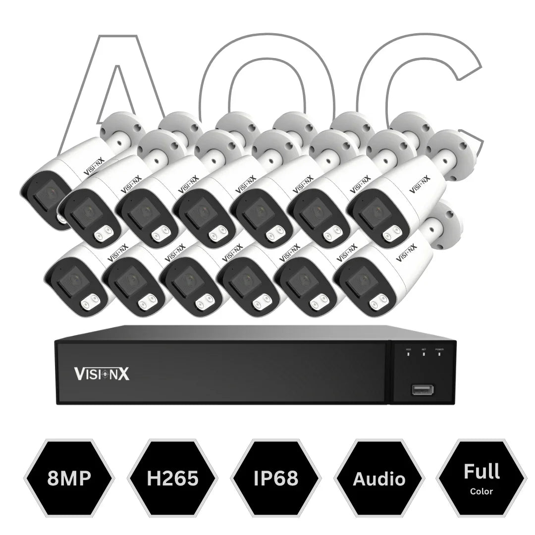Kit de Cámaras VIZTAX VX-8M-FCA (16CH | Pro Series Xtreme | AOC | IP68)