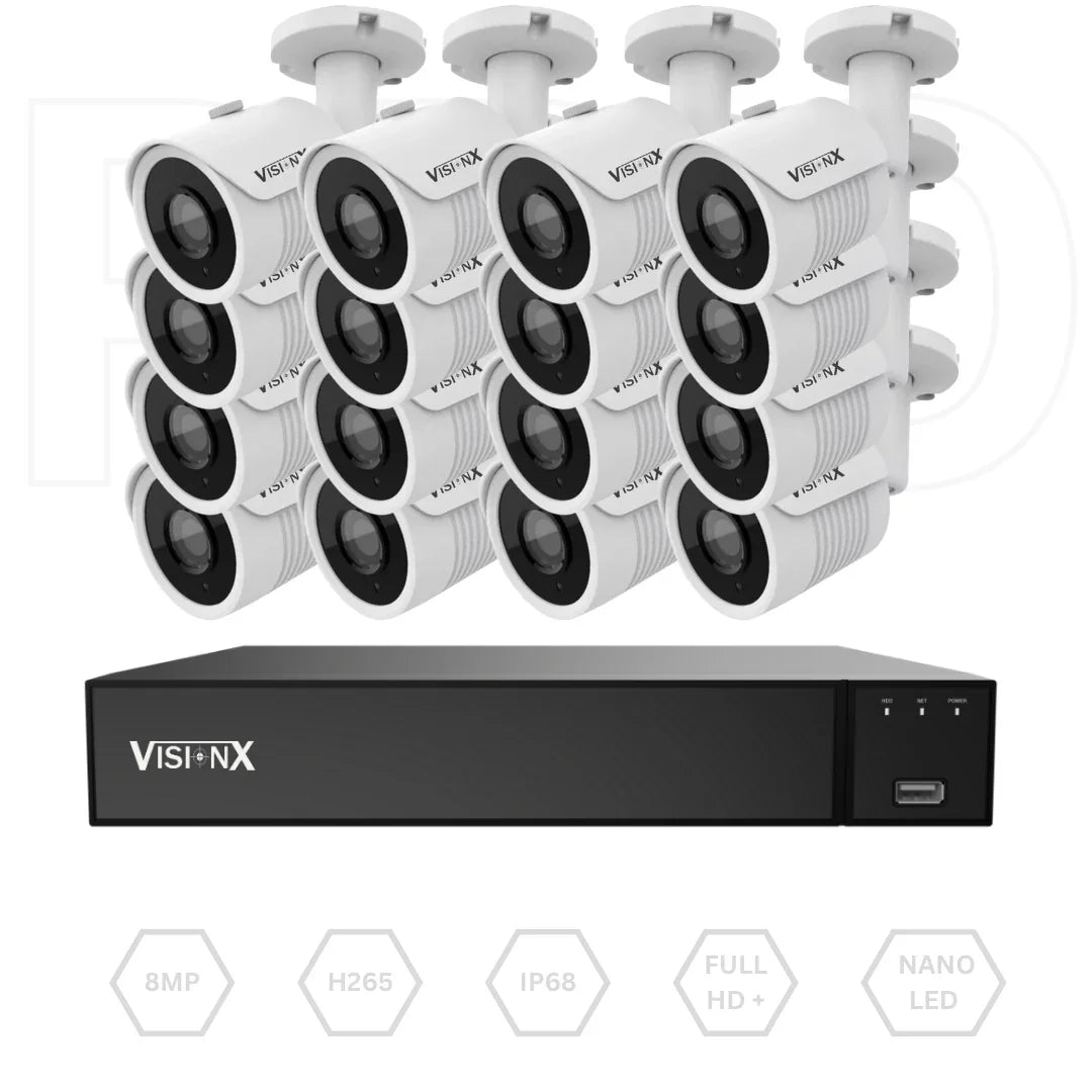 Kit de Cámaras VISIONX PRO SERIES 8MP LITE | 16CH | IP68 | DIY | BitVision