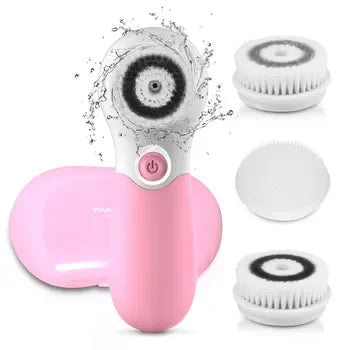 Cepillo de limpieza facial eléctrico con cabezas intercambiables, impermeable, para limpieza profunda de poros