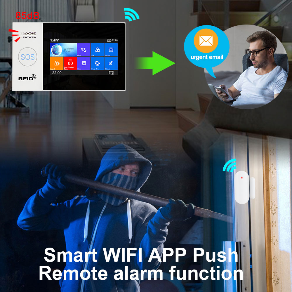 Sistema alarma Tuya WiFi GSM con pantalla táctil