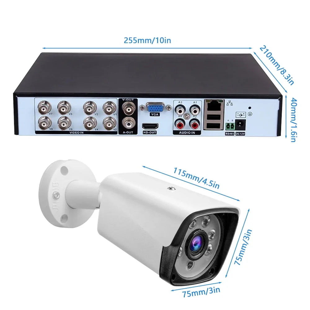 Sistema Seguridad 4K DVR 4 Canales, Cámaras IP Exterior/Interior Nocturna