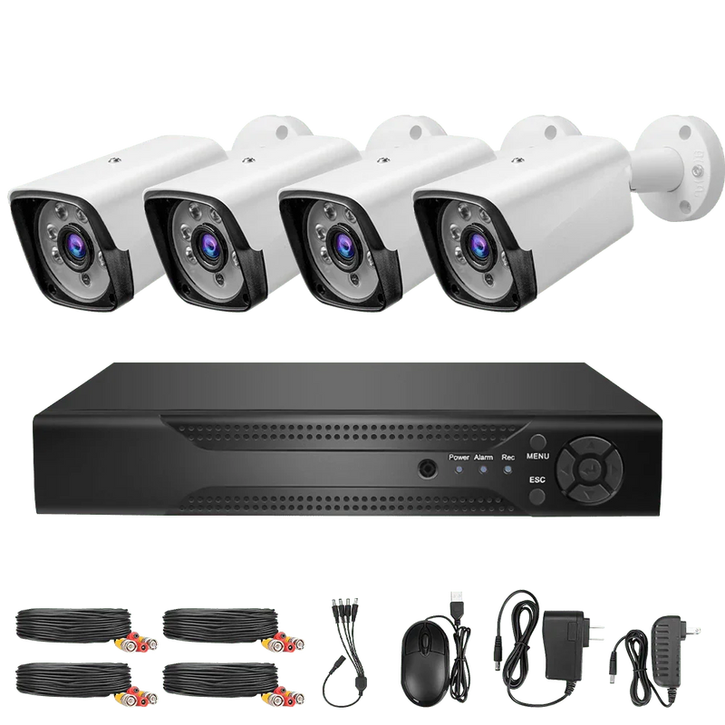 Sistema Seguridad 4K DVR 4 Canales, Cámaras IP Exterior/Interior Nocturna