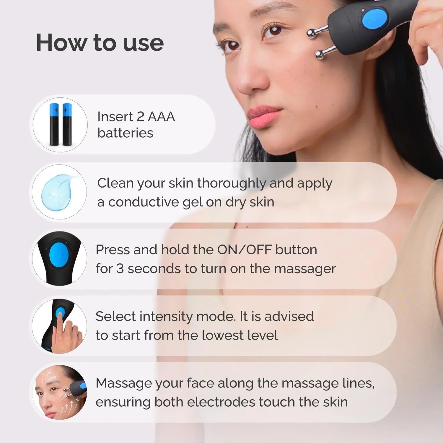 Dispositivo Microcorriente GESS MT para Reafirmar y Reducir Arrugas Faciales