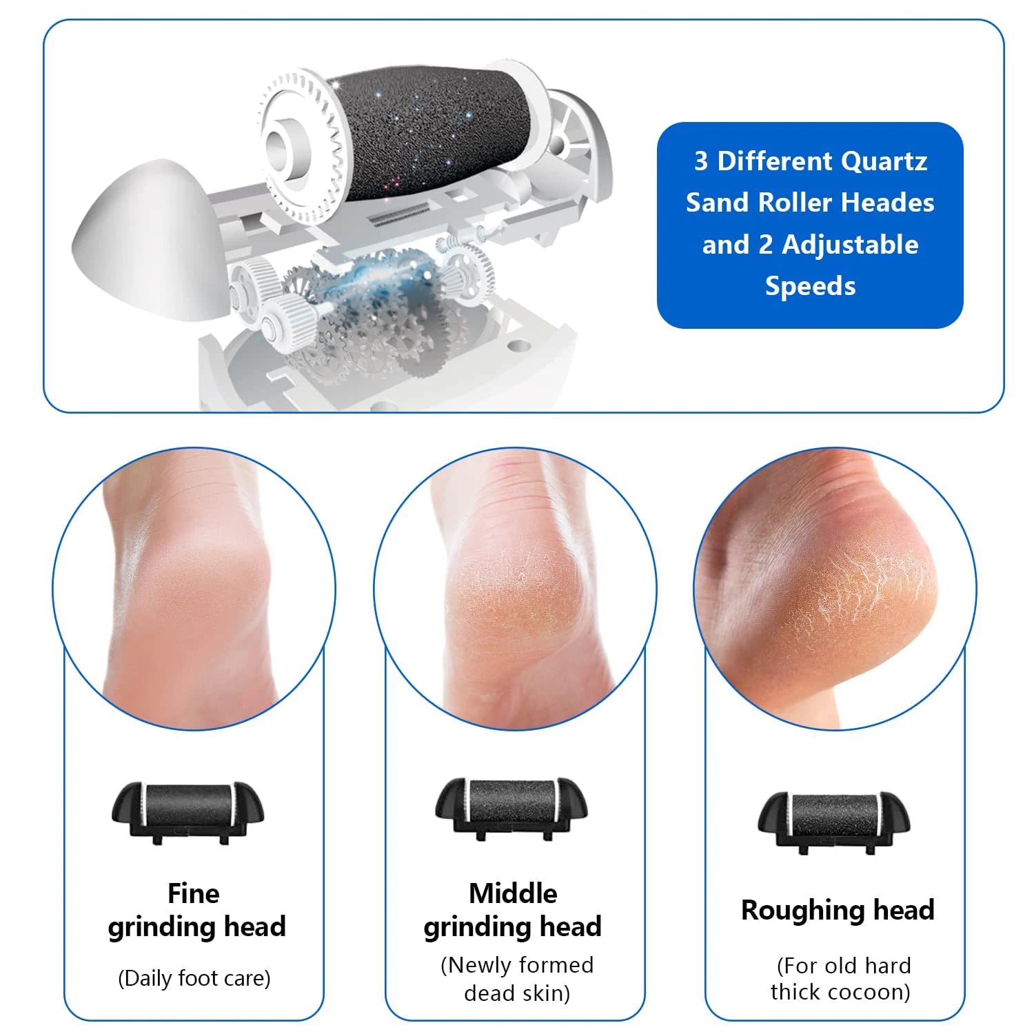 HATTEKER HT-563 Eliminador Eléctrico de Callos para Pie, Recargable, Impermeable