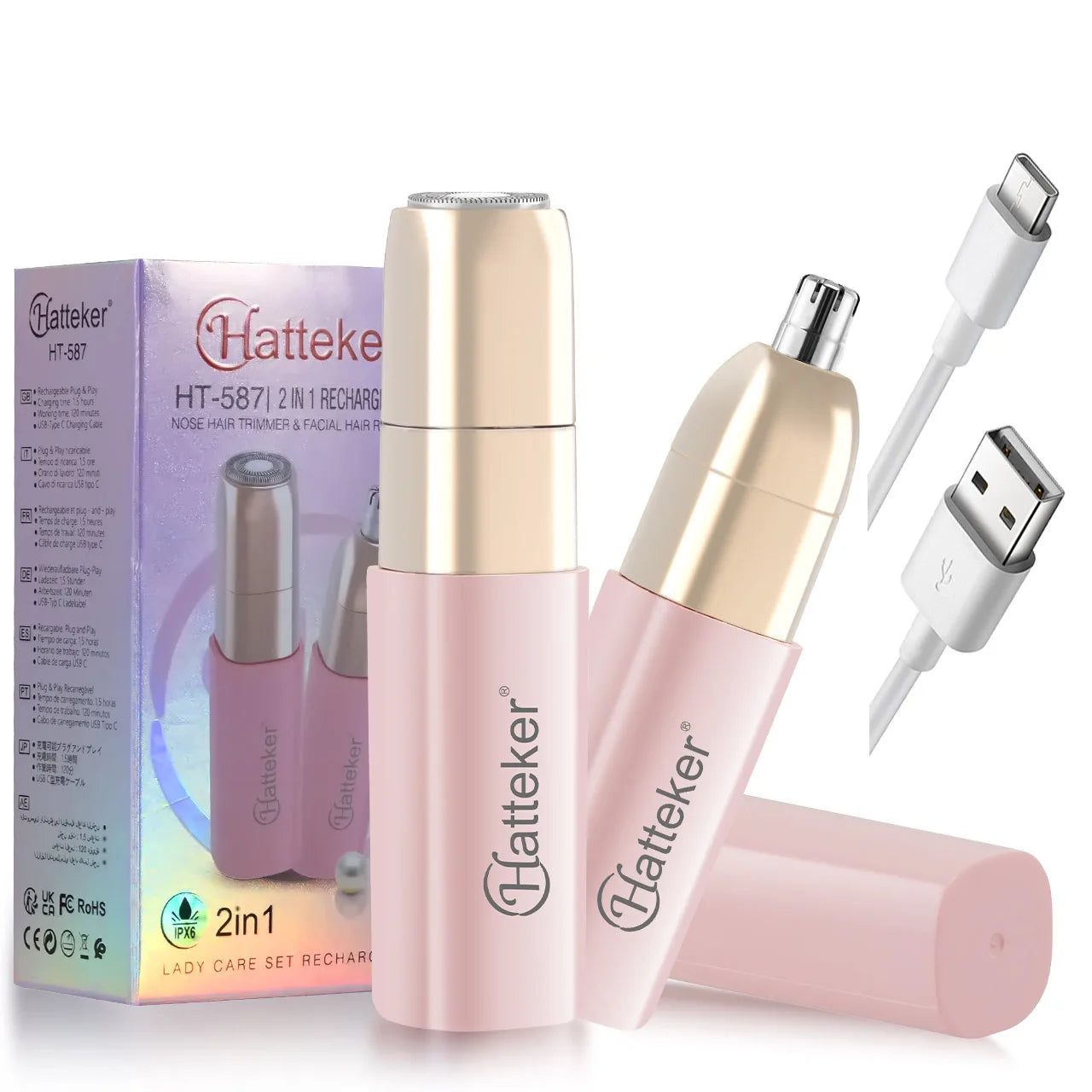 Afeitadora Eléctrica Mini Compacta Hatteker HT-587 2 en 1