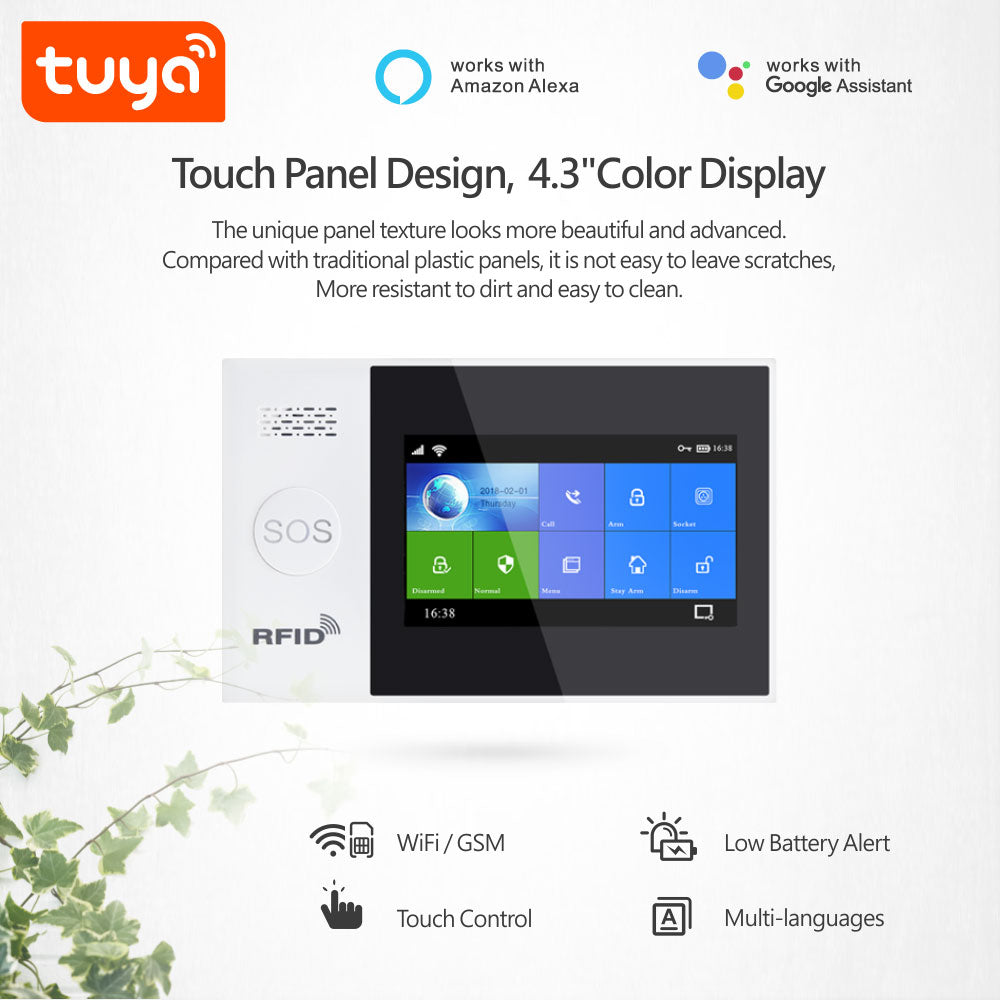 Sistema alarma Tuya WiFi GSM con pantalla táctil