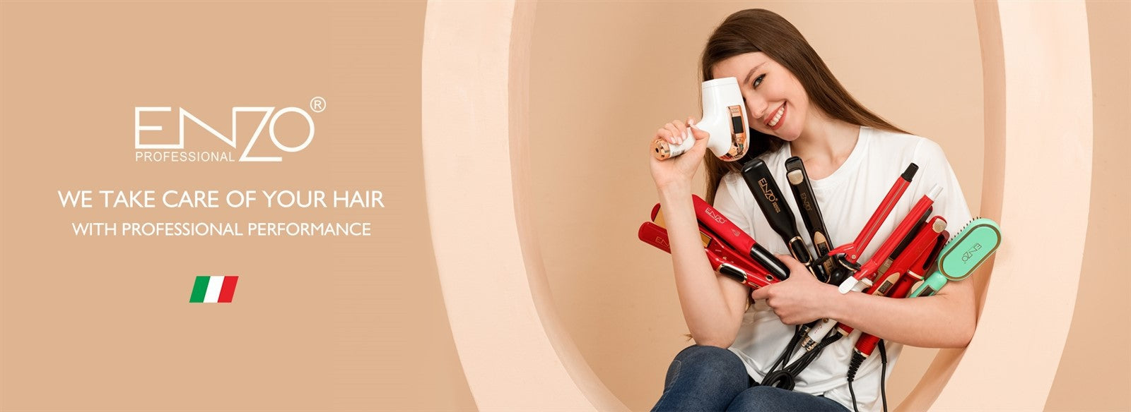 Estilizador de Aire Caliente ENZO Lujo Profesional: 4 Cabezales Intercambiables, Rotación Automática